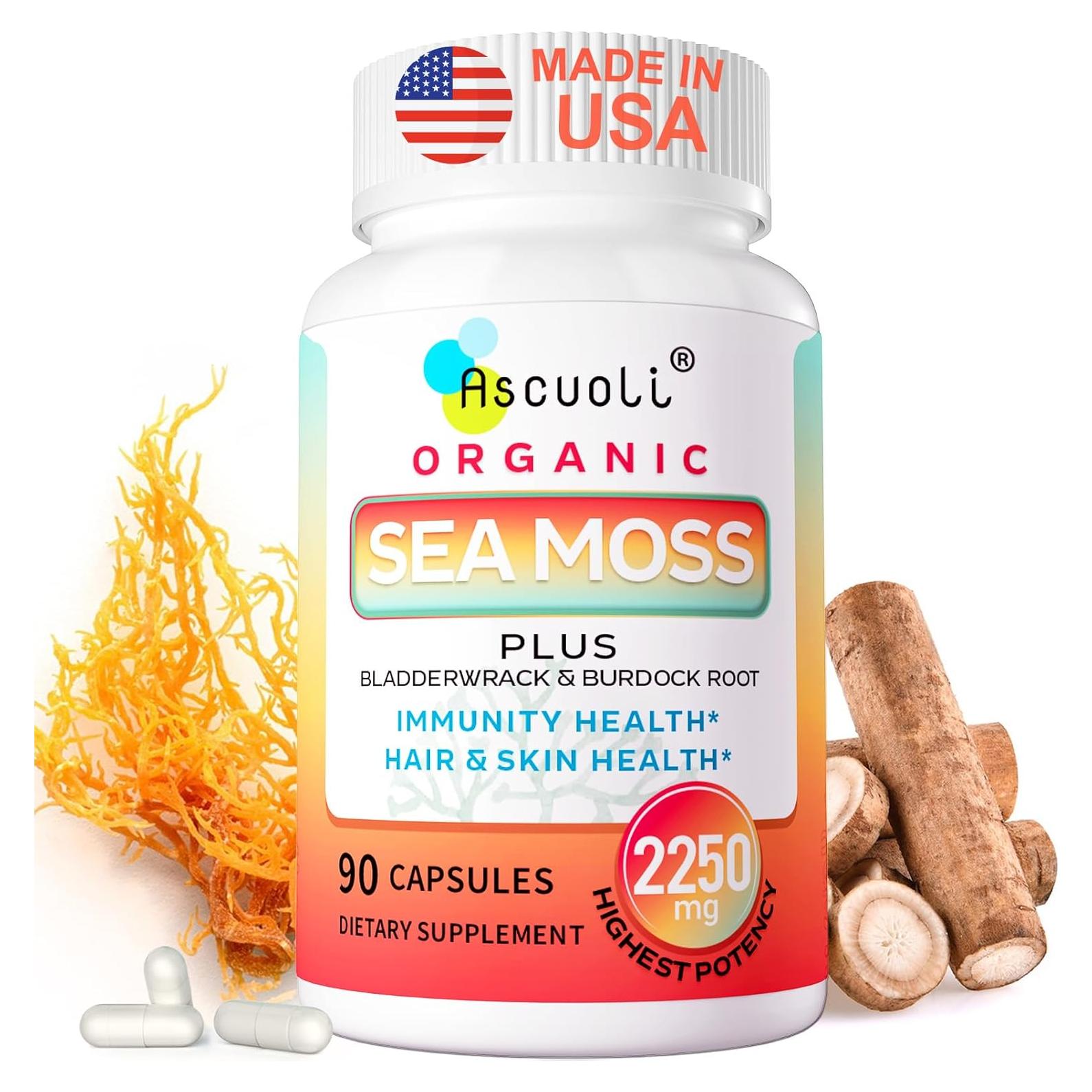 Cápsulas de Musgo Marino Orgánico Ascuoli 2250mg - 90 Unidades