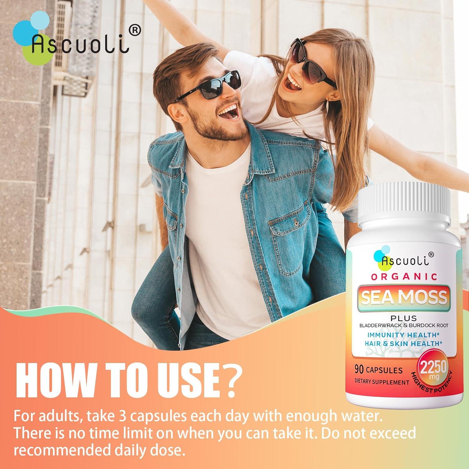 Cápsulas de Musgo Marino Orgánico Ascuoli 2250mg - 90 Unidades