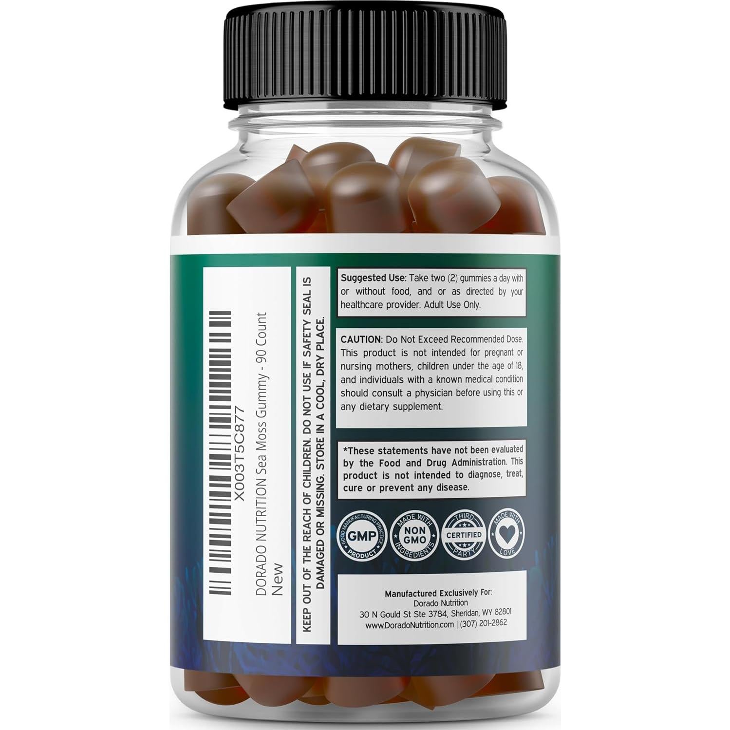 Gomitas de Musgo Irlandés 3000mg Dorado Nutrition - 90 Unidades