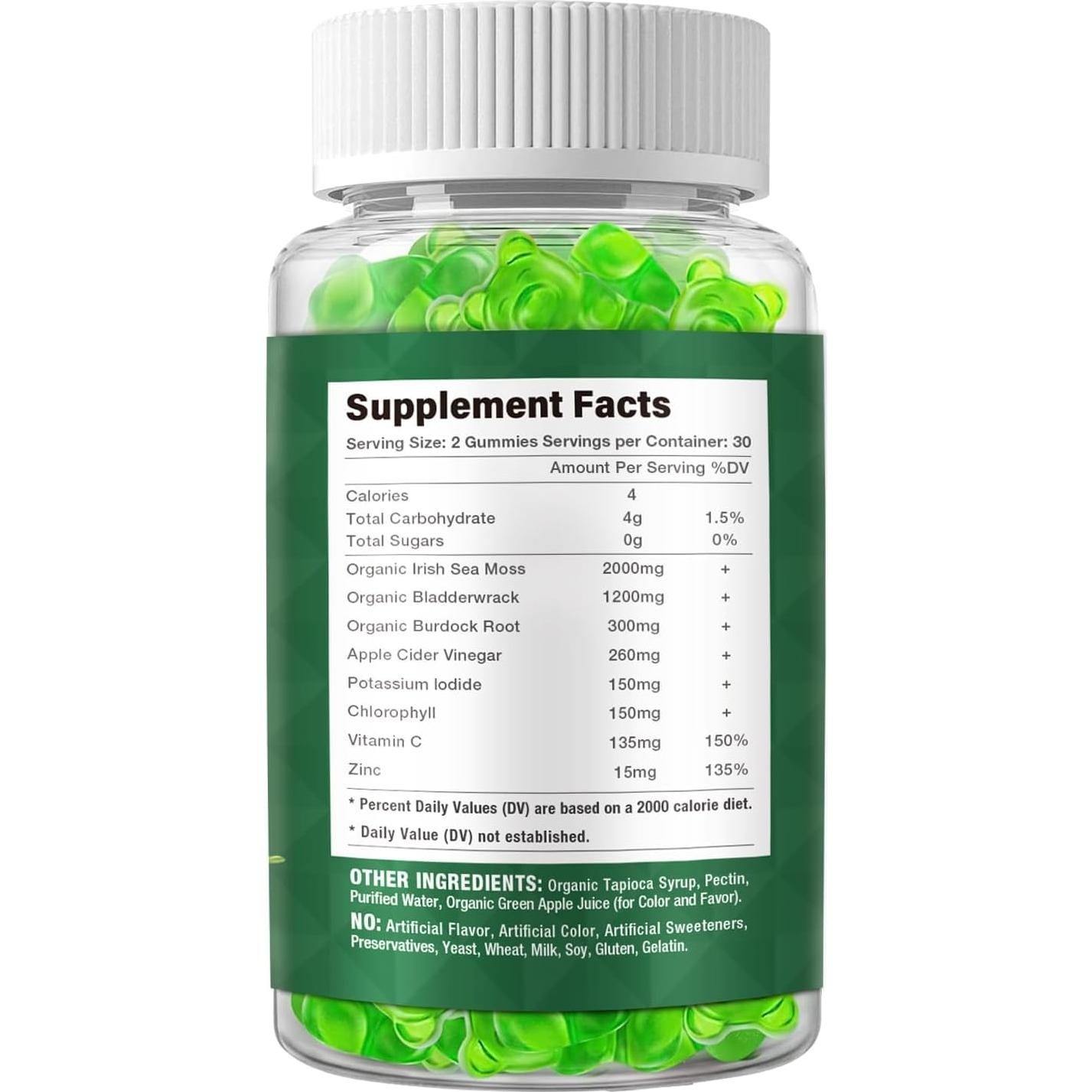 Gomitas de Musgo Marino Riyuetian 60 Unidades Sabor Manzana