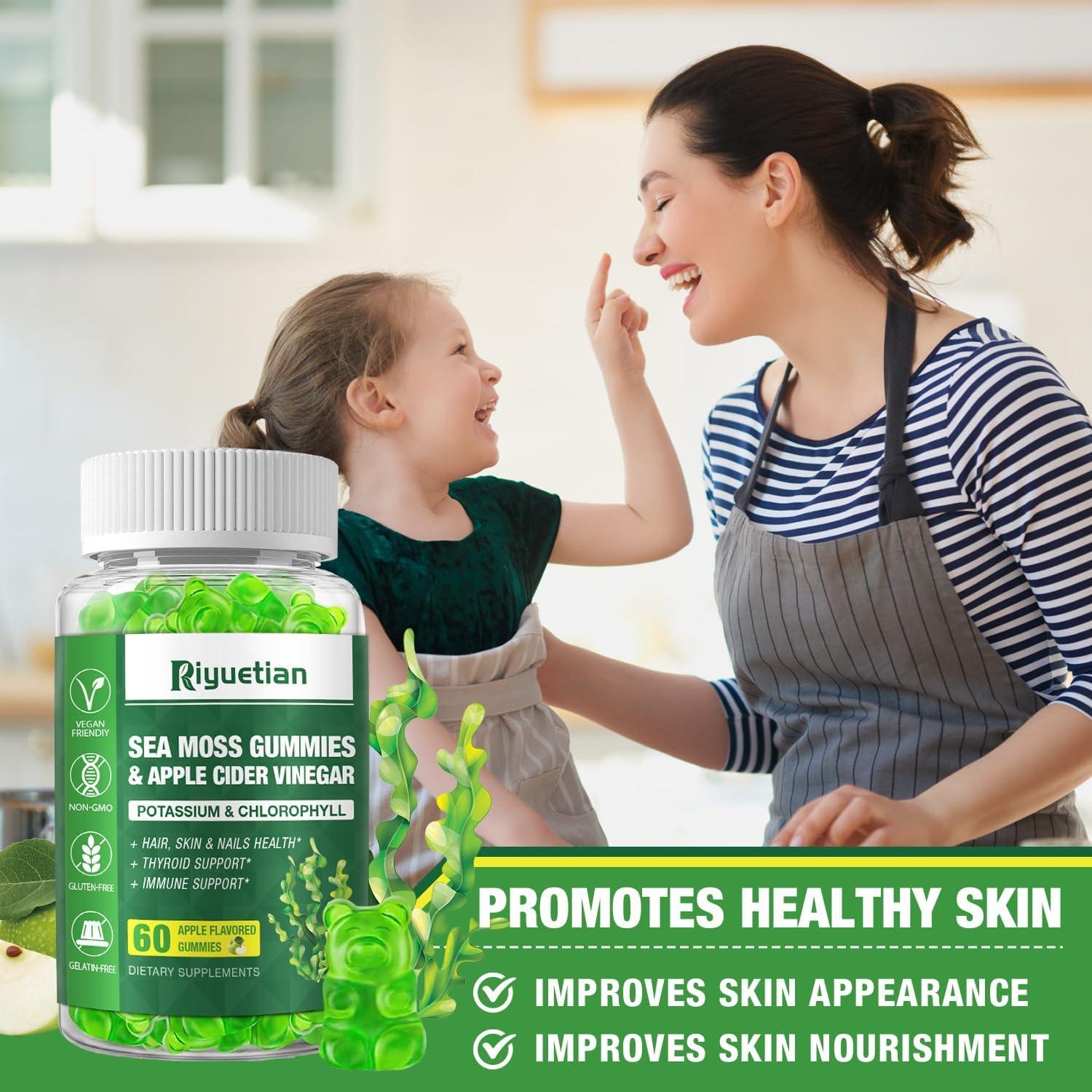 Gomitas de Musgo Marino Riyuetian 60 Unidades Sabor Manzana