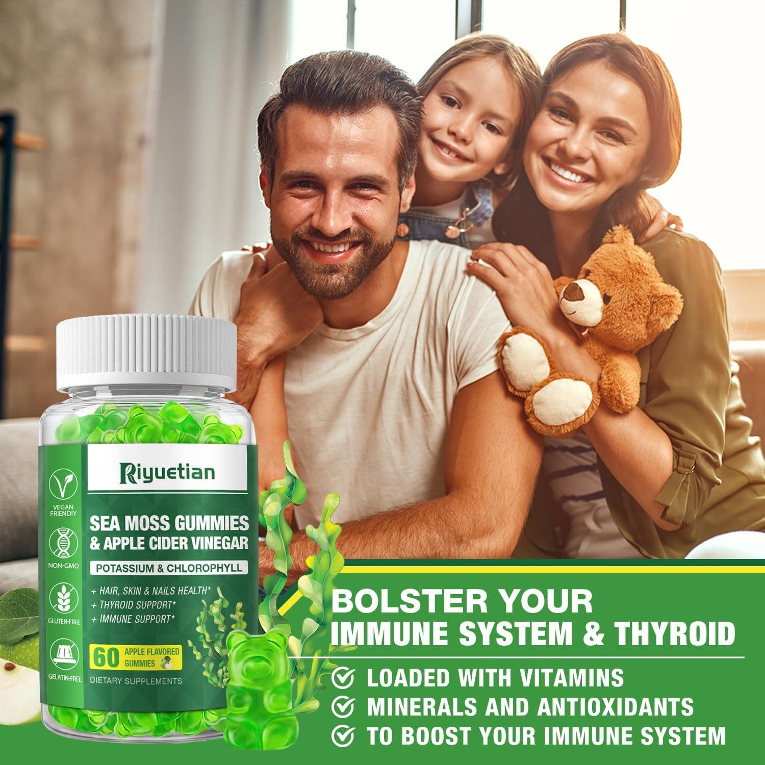 Gomitas de Musgo Marino Riyuetian 60 Unidades Sabor Manzana