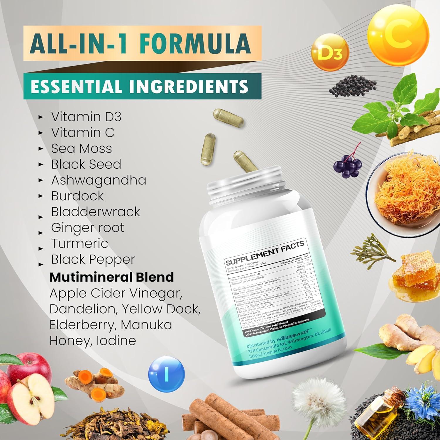 Suplemento de Musgo Marino Nessarit 150 Cápsulas 16 Ingredientes