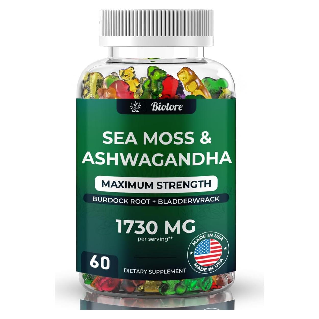 Gomitas Veganas Biolore de Musgo Marino y Ashwagandha 60 Unidades