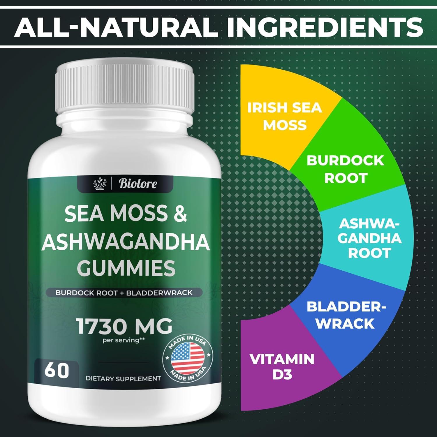 Gomitas Veganas Biolore de Musgo Marino y Ashwagandha 60 Unidades