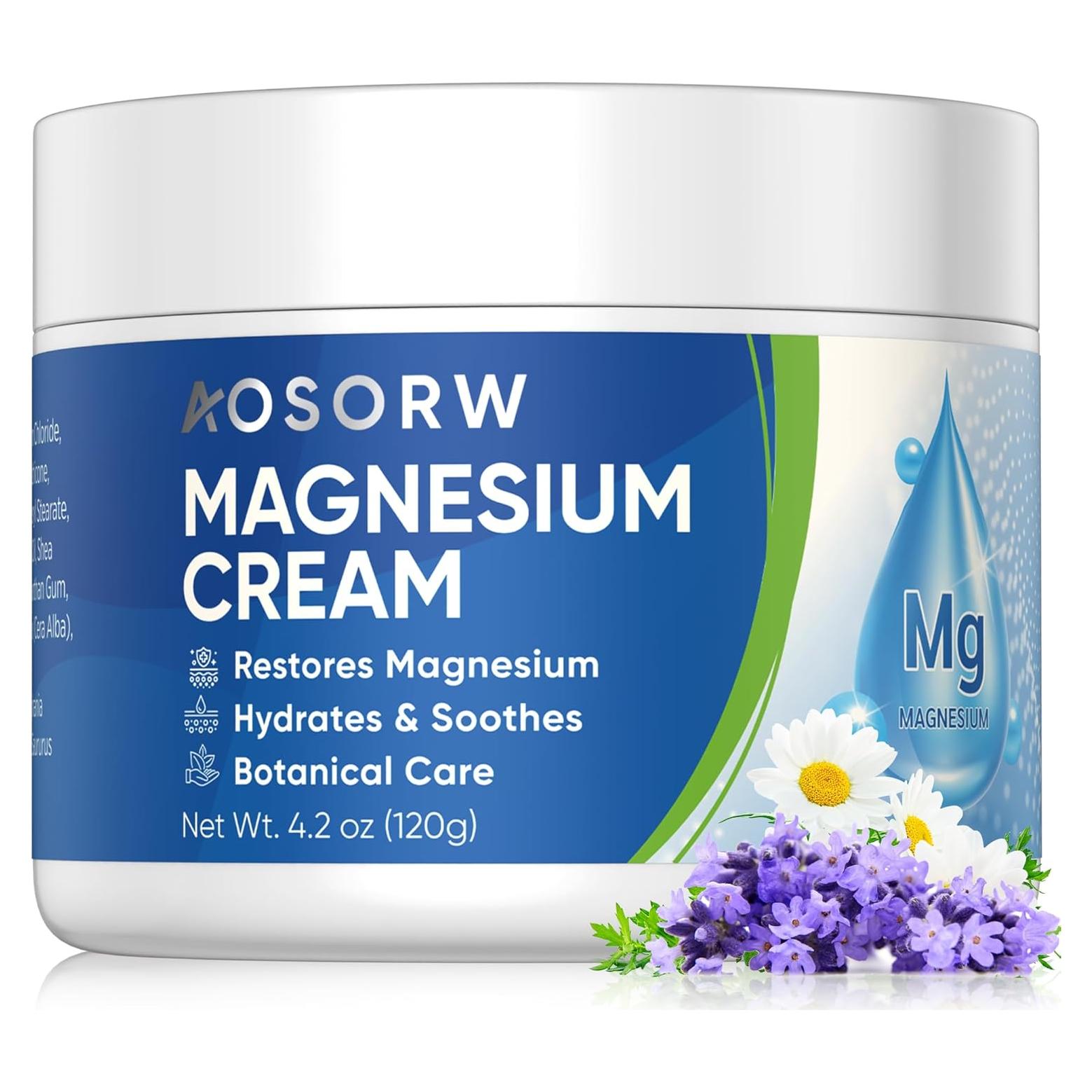 Crema de Magnesio Calmante AOSORW 120ml para Relajación