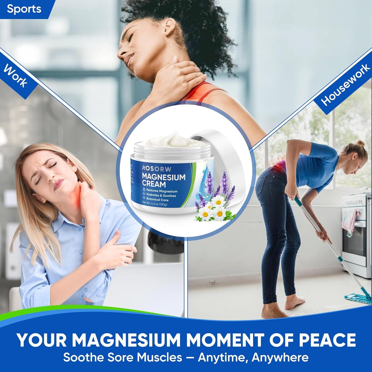 Crema de Magnesio Calmante AOSORW 120ml para Relajación