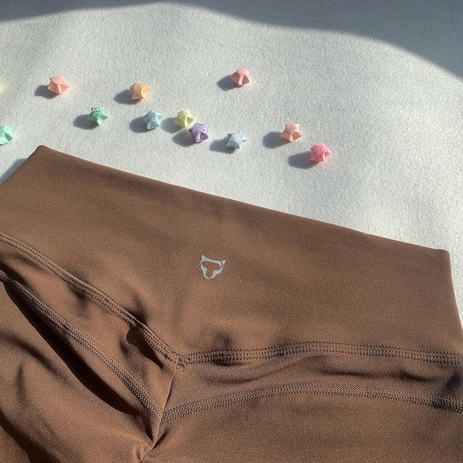 Shorts de Yoga TomTiger para Mujeres Cintura Alta Marrón