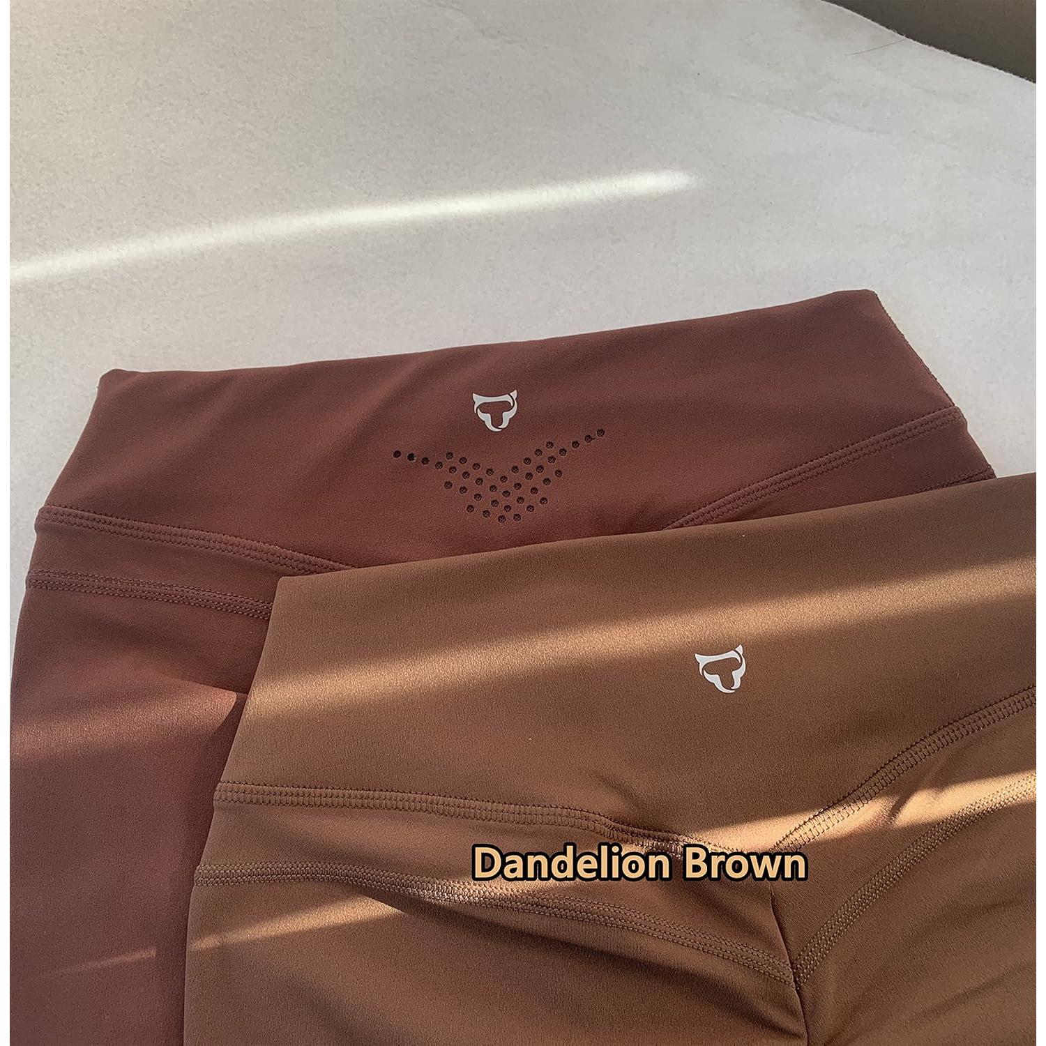 Shorts de Yoga TomTiger para Mujeres Cintura Alta Marrón