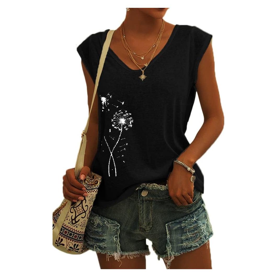 Camiseta de Manga Corta para Mujer Langwyqu Casual Ajuste Suelto