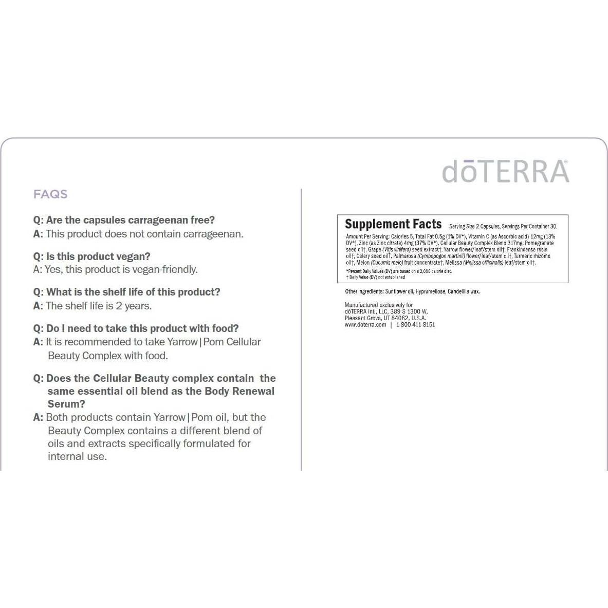 Cápsulas de Belleza Celular doTERRA Yarrow Pom 9g