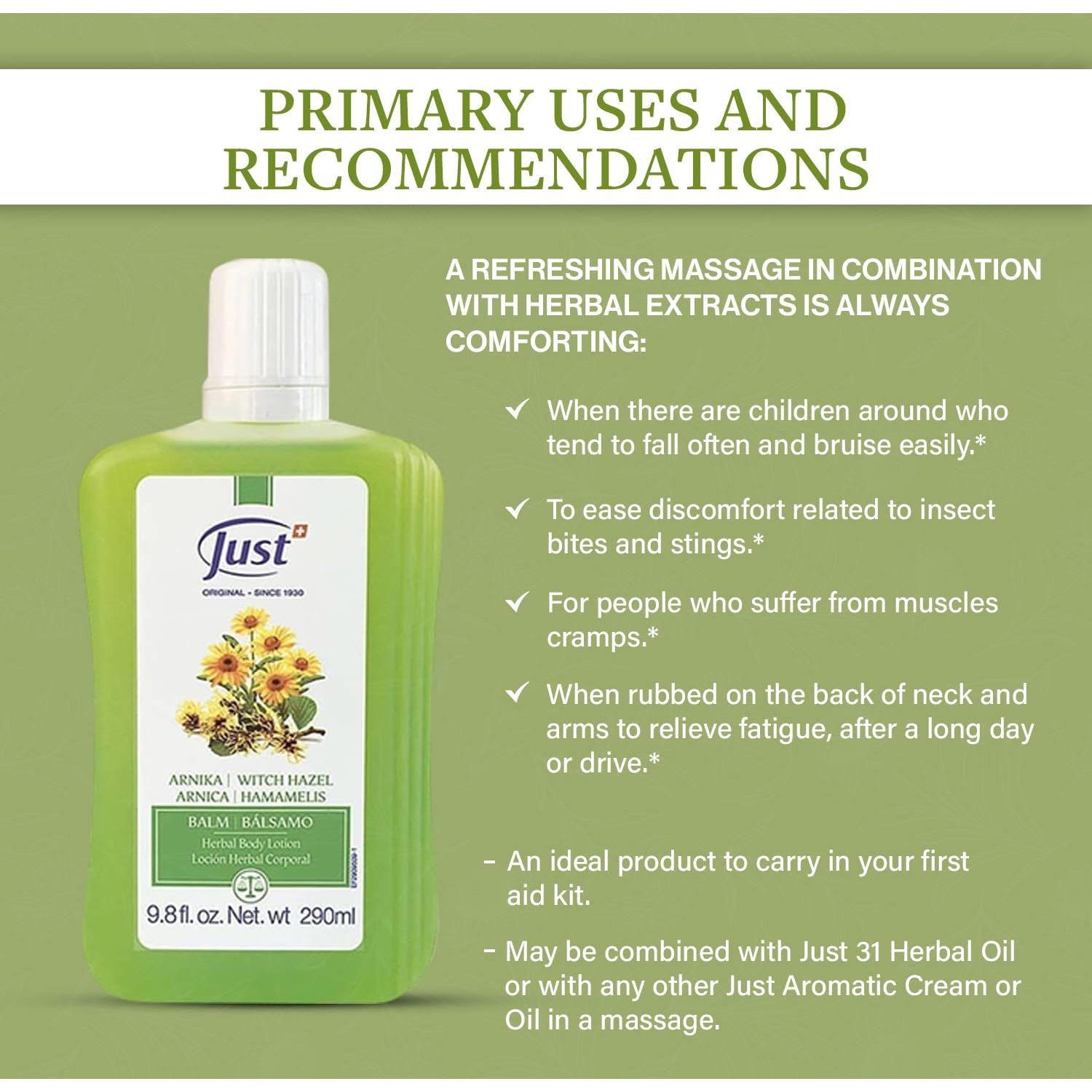 Bálsamo Corporal de Árnica Swiss Just 290ml Alivio Muscular