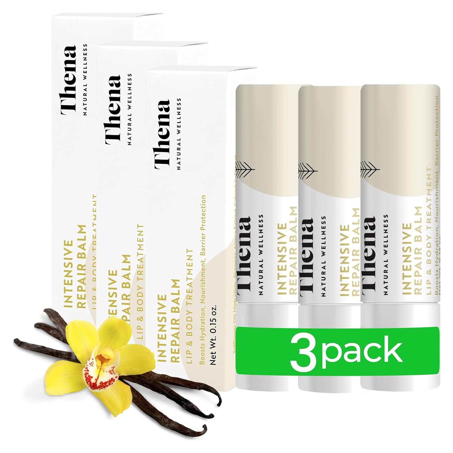 Bálsamo Labial Orgánico Thena 3 Pack Hidratante Vainilla