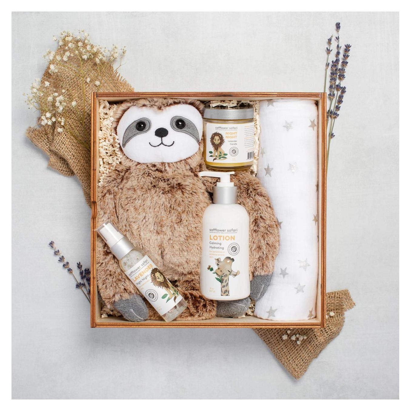 Caja de Recuerdos para Bebé Safflower Safari - Aromaterapia y Manta Orgánica