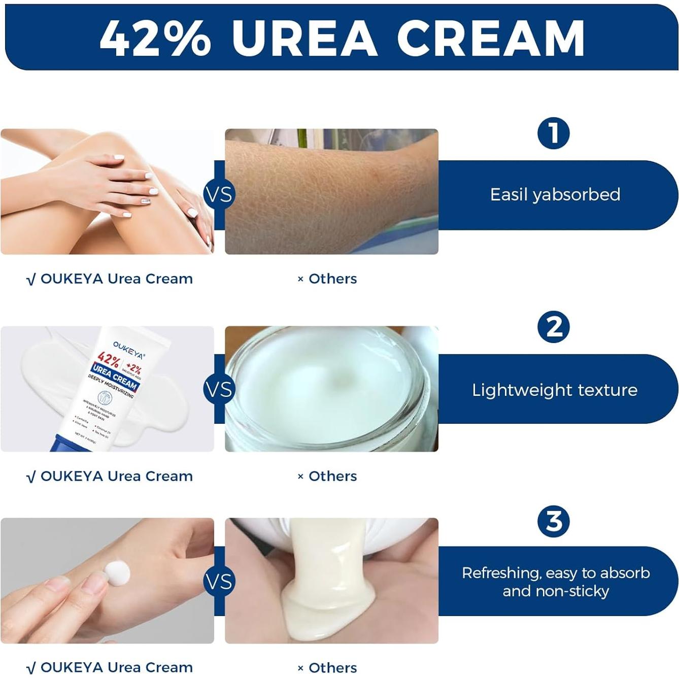 Crema de Urea OUKEYA 42% con 2% Ácido Salicílico - 3 Tubos 85g