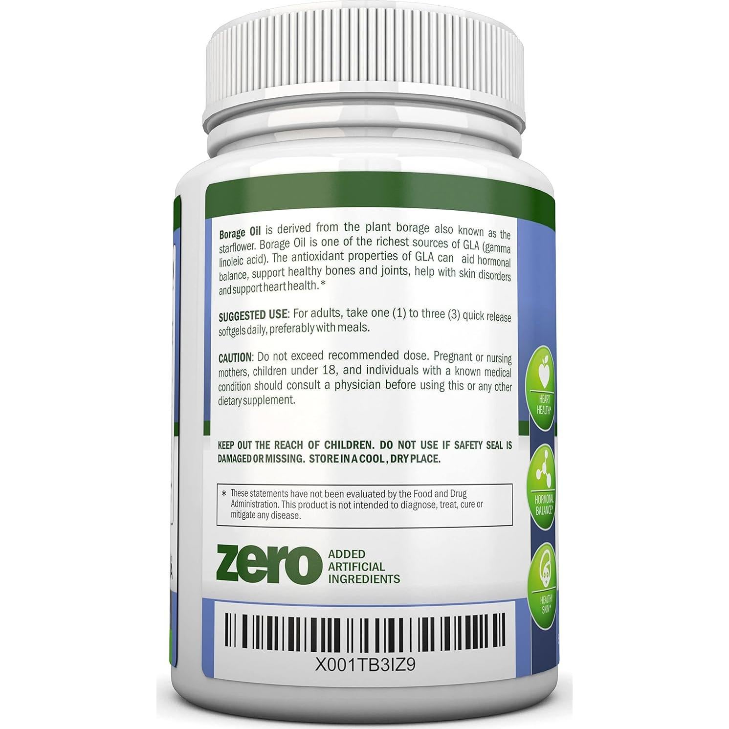 Aceite de Borraja NutriONN 1000 mg 180 Cápsulas Blandas GLA