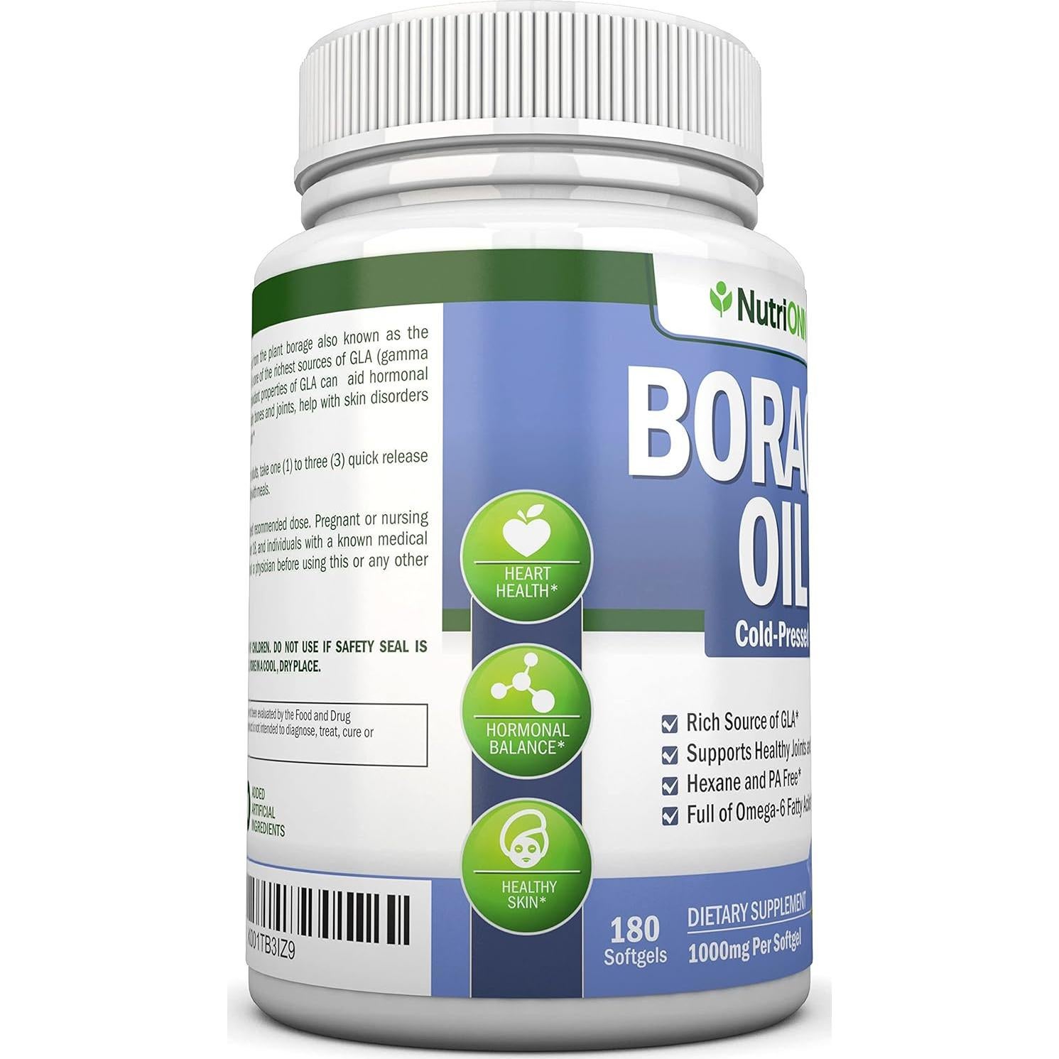 Aceite de Borraja NutriONN 1000 mg 180 Cápsulas Blandas GLA