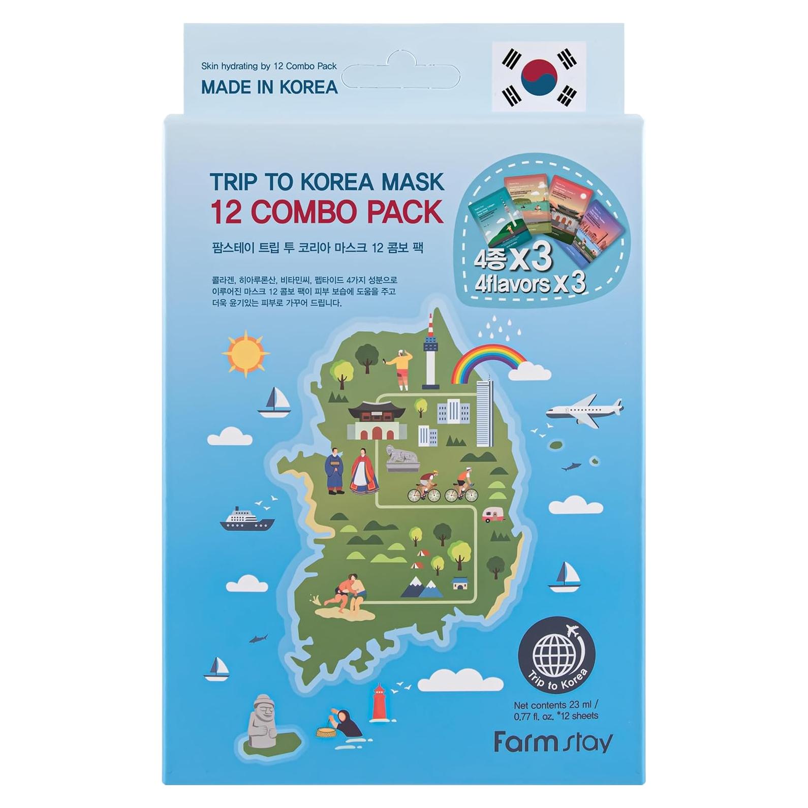 Paquete de 12 Máscaras Faciales Farmstay - Hidratantes y Nutritivas