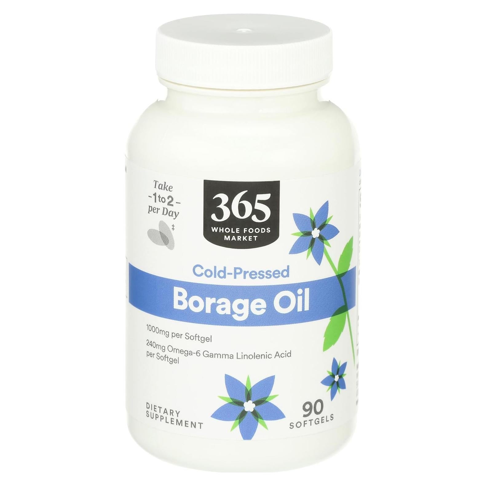 Aceite de Borraja 365 Whole Foods 90 Cápsulas Omega-6 GLA