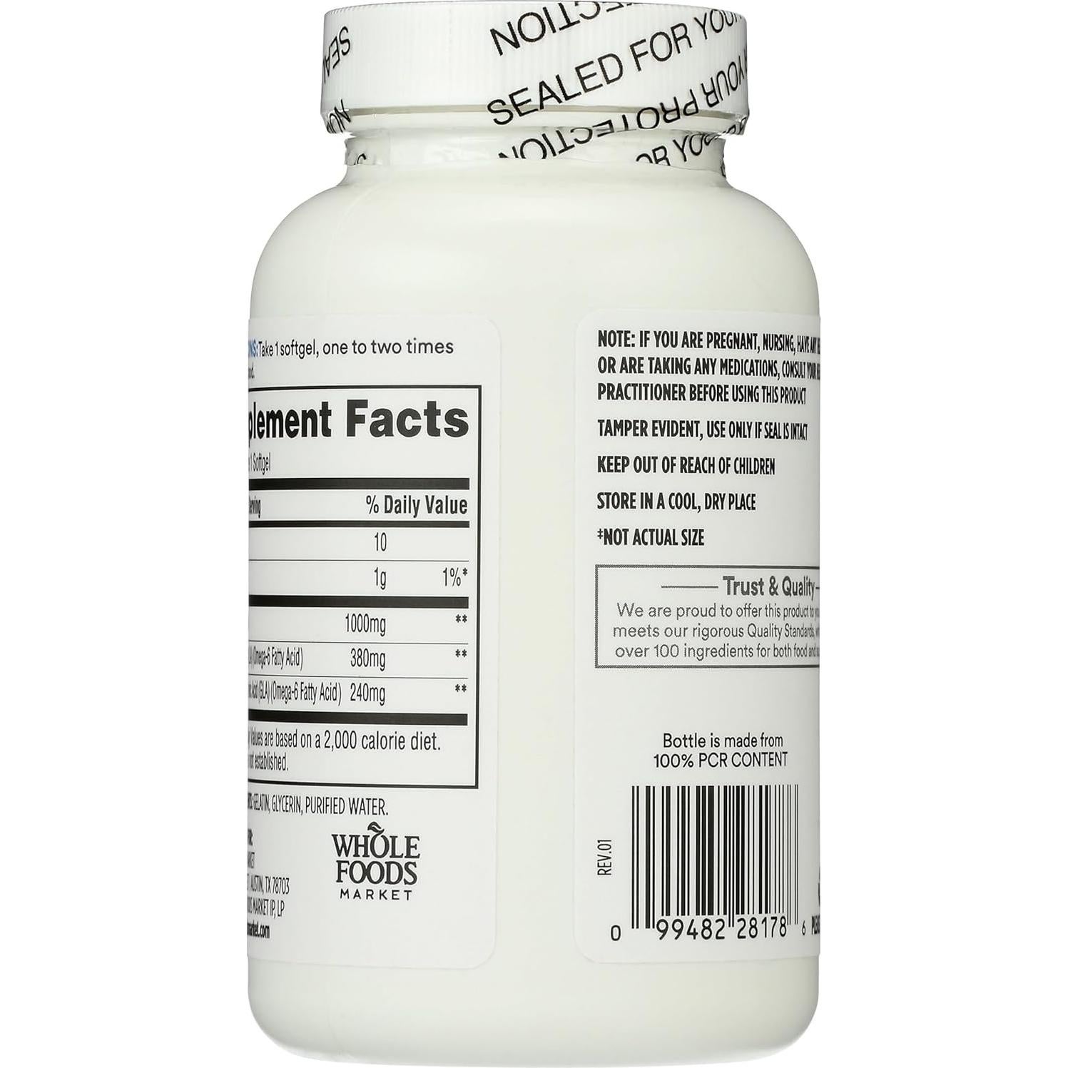 Aceite de Borraja 365 Whole Foods 90 Cápsulas Omega-6 GLA