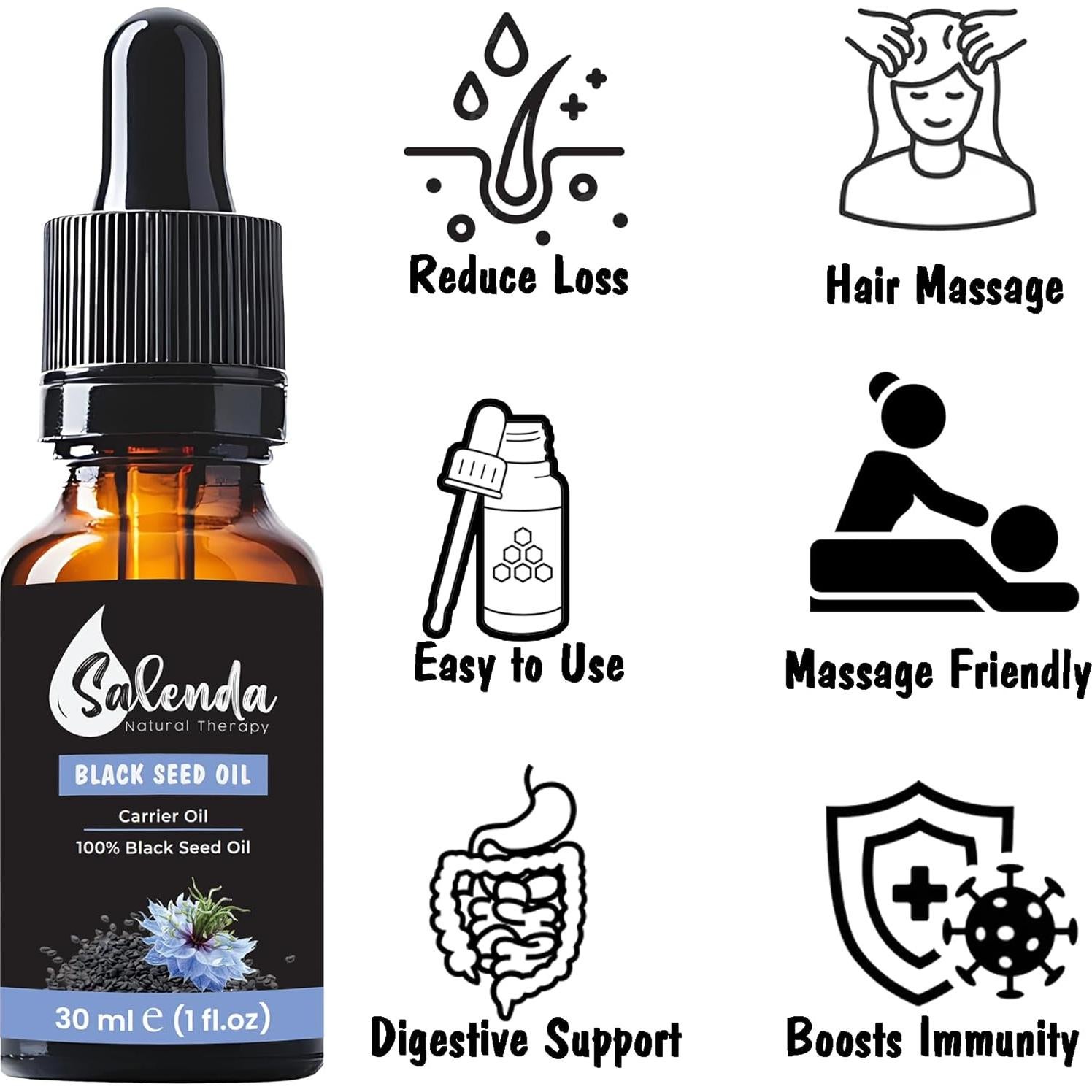 Aceite de Semilla Negra Salenda 100% Puro 30 ml Prensado en Frío