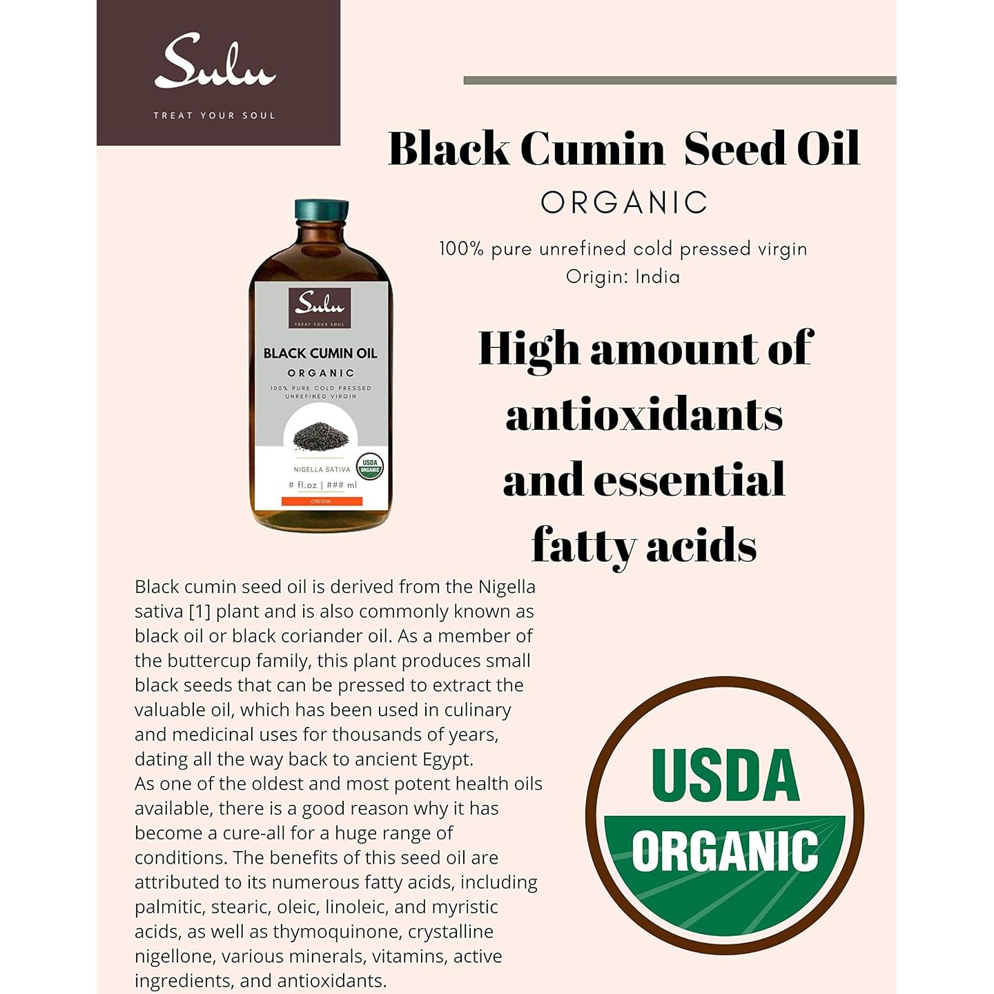 Aceite de Comino Negro SULU ORGANICS 100% Puro 113 g