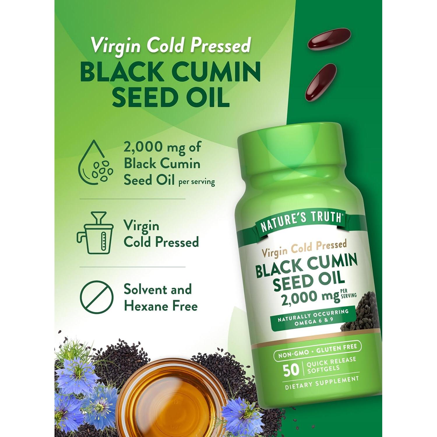 Aceite de Semilla de Comino Negro Nature's Truth 2000 mg 50 Gelatinas