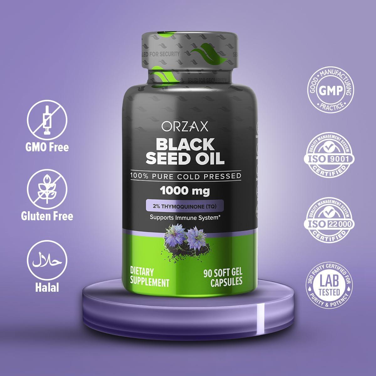 Aceite de Semilla Negra Orzax 1000 mg - 90 Cápsulas Blandas