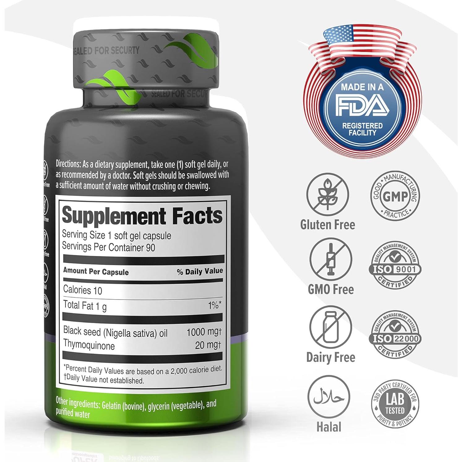 Aceite de Semilla Negra Orzax 1000 mg - 90 Cápsulas Blandas