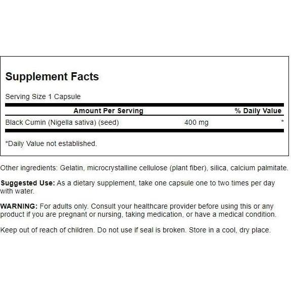 Semilla de Comino Negro Swanson 400 mg 60 Cápsulas