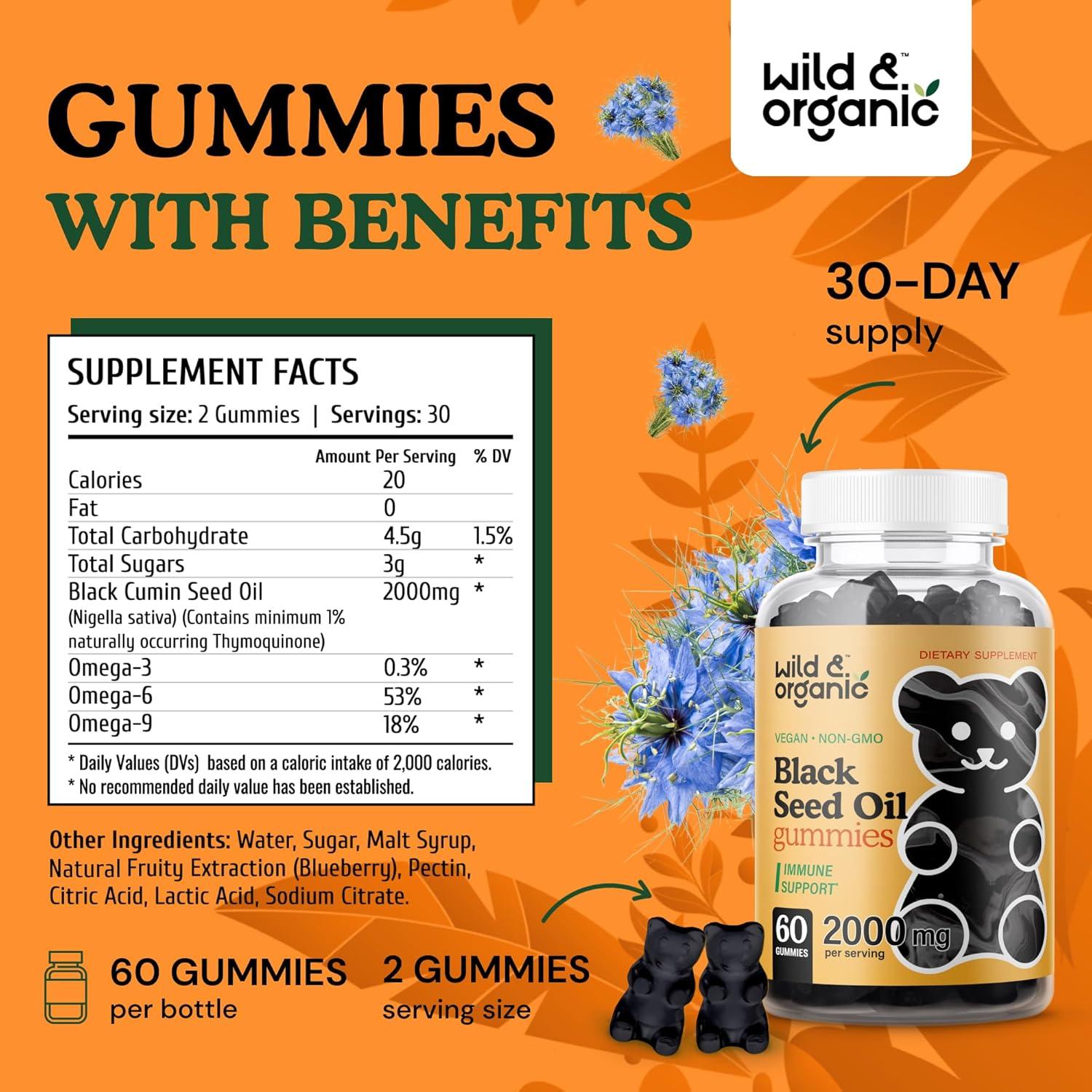 Gomitas de Aceite de Semilla Negra Orgánico 2000mg - 60 Masticables