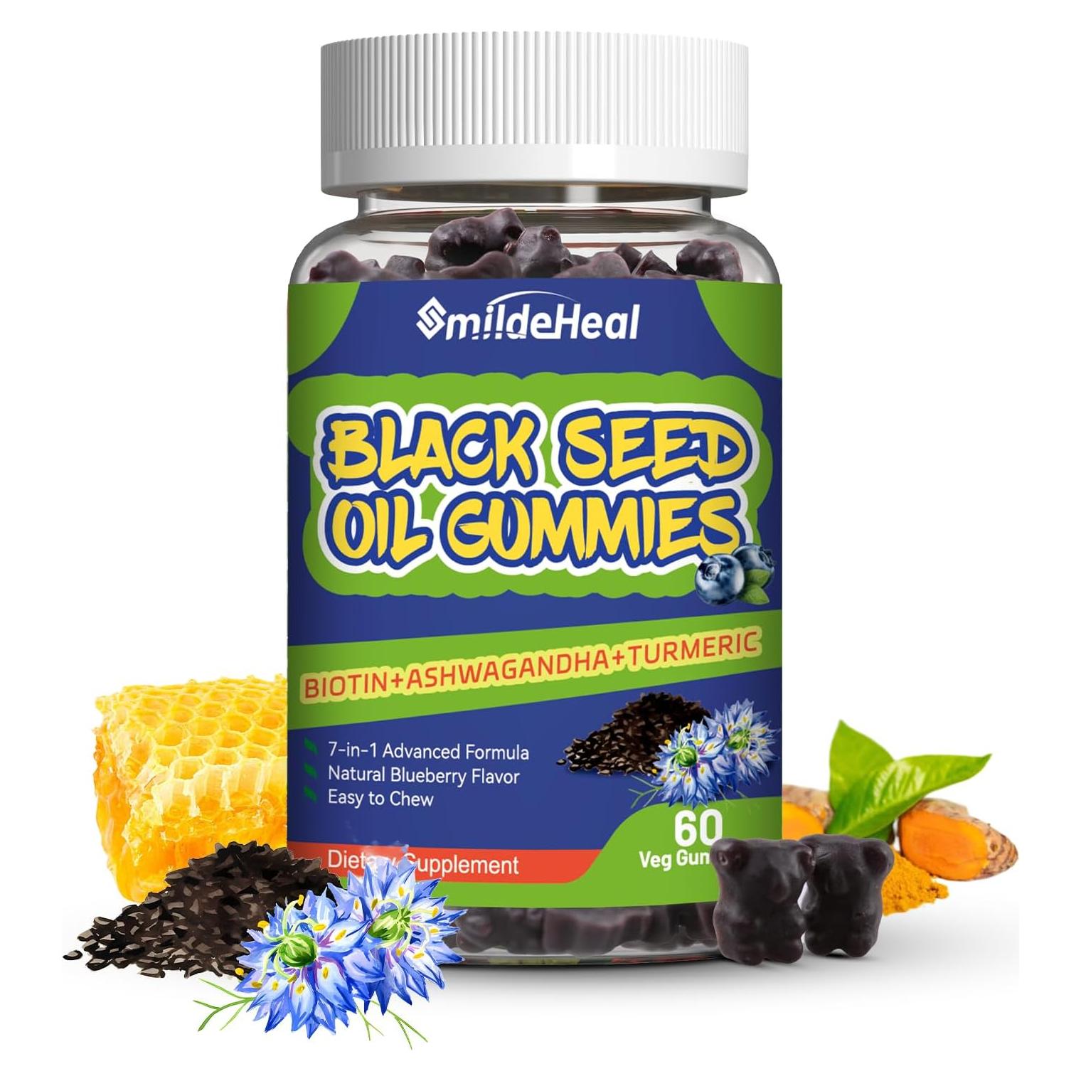 Gomitas Veganas de Aceite de Semilla Negra SmildeHeal 60 Unidades