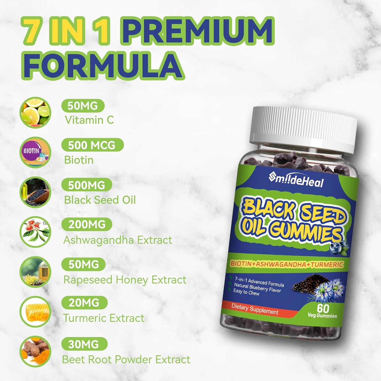 Gomitas Veganas de Aceite de Semilla Negra SmildeHeal 60 Unidades