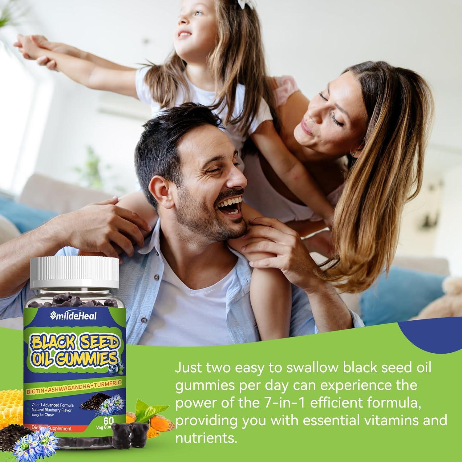 Gomitas Veganas de Aceite de Semilla Negra SmildeHeal 60 Unidades