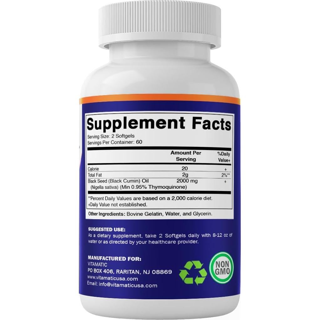 Cápsulas de Aceite de Semilla Negra Vitamatic 2000 mg - 120 Gelatinas