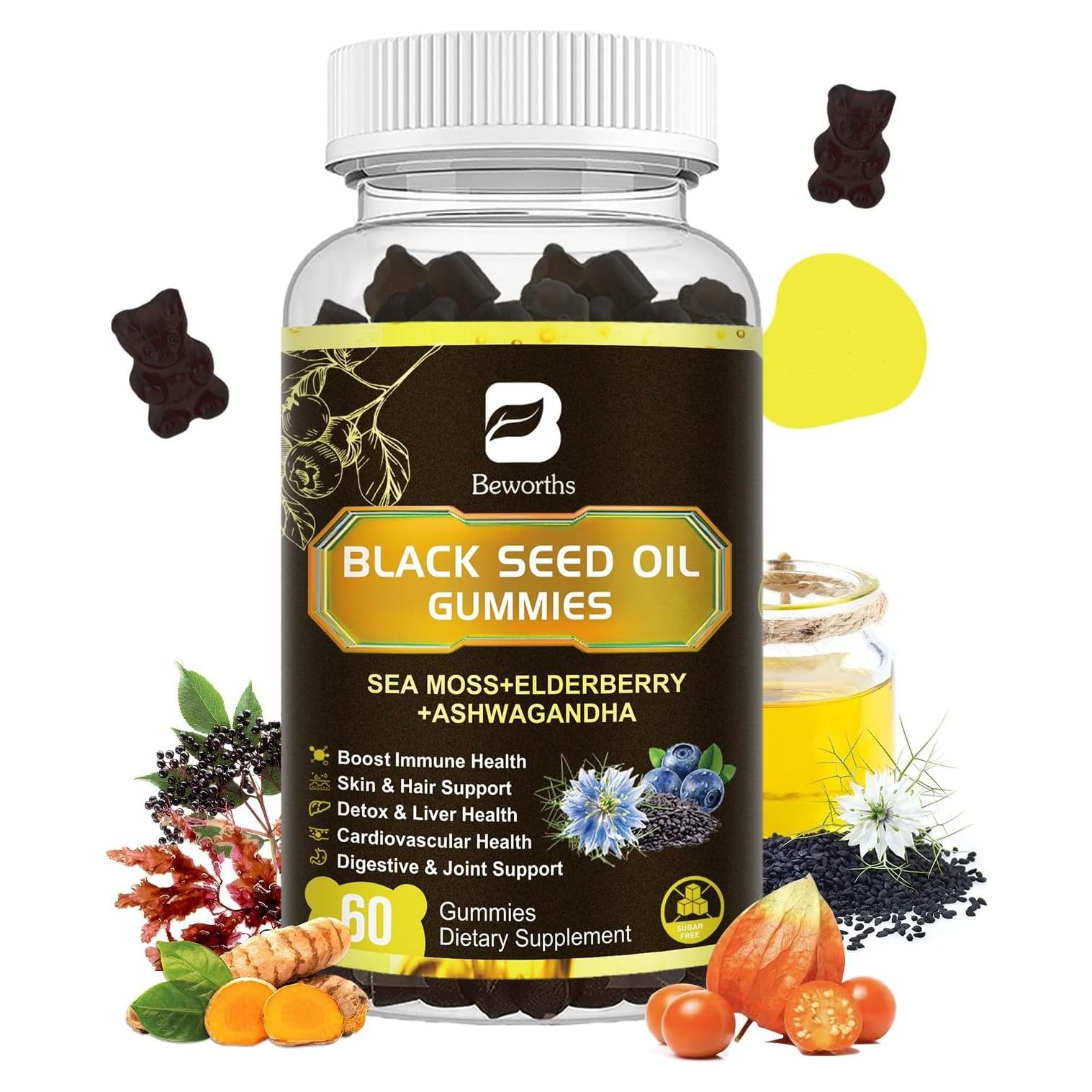 Gomitas de Aceite de Semilla Negra y Musgo Marino B BEWORTHS 60