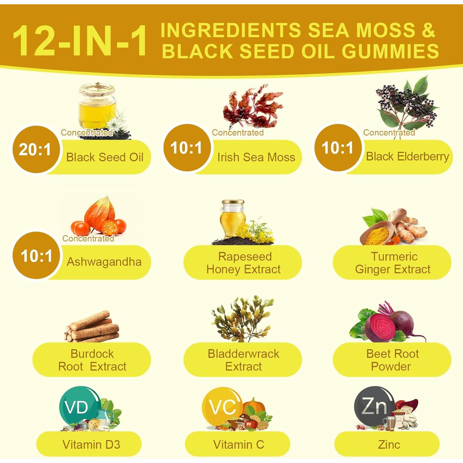 Gomitas de Aceite de Semilla Negra y Musgo Marino B BEWORTHS 60