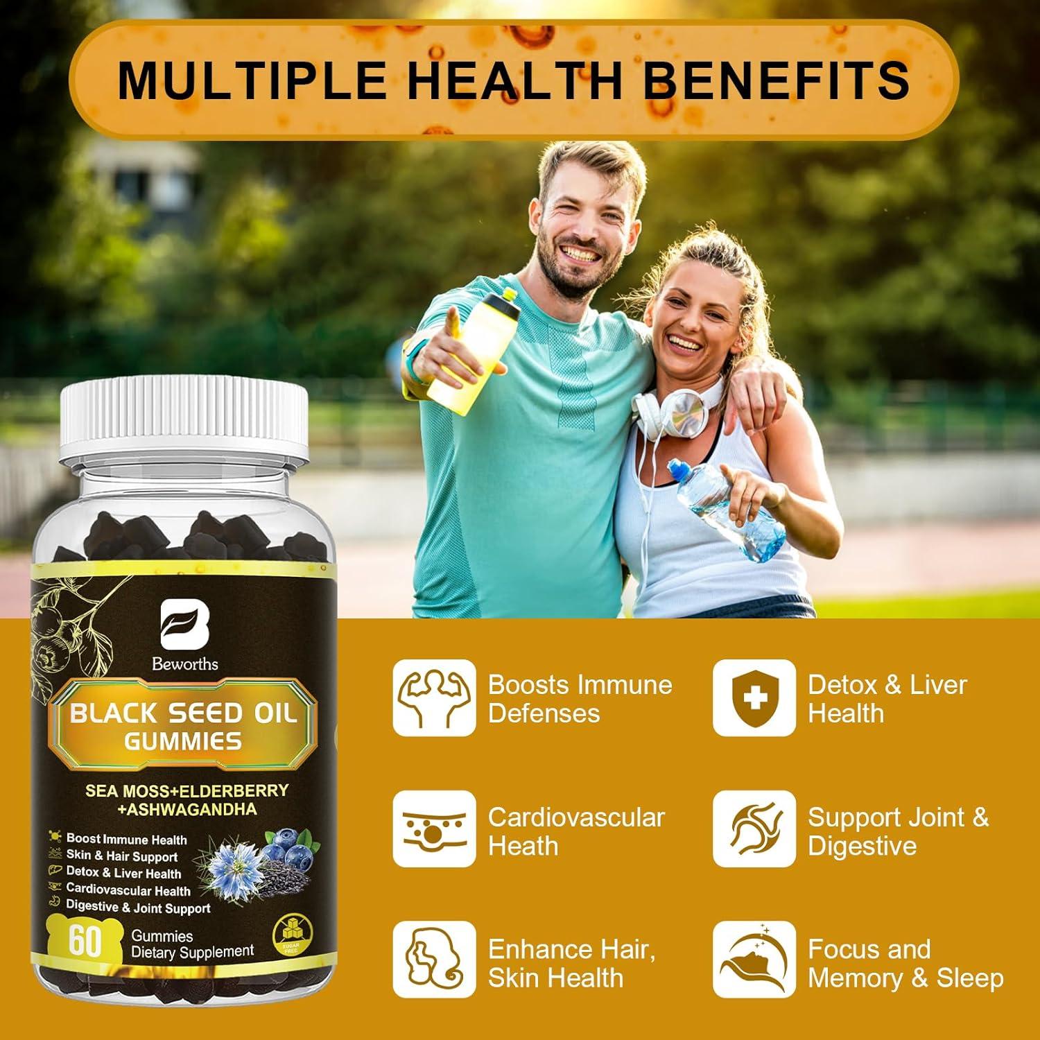 Gomitas de Aceite de Semilla Negra y Musgo Marino B BEWORTHS 60