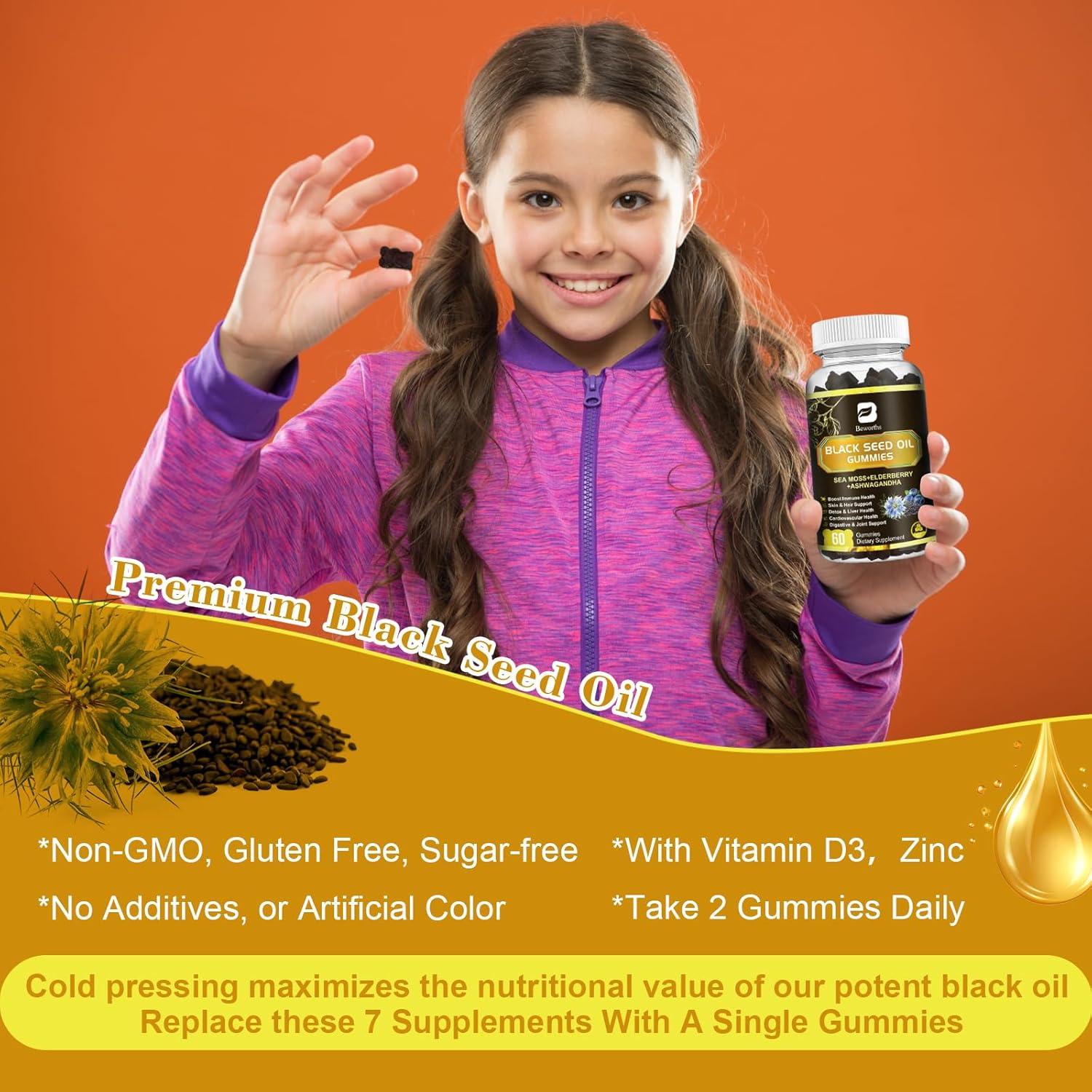 Gomitas de Aceite de Semilla Negra y Musgo Marino B BEWORTHS 60