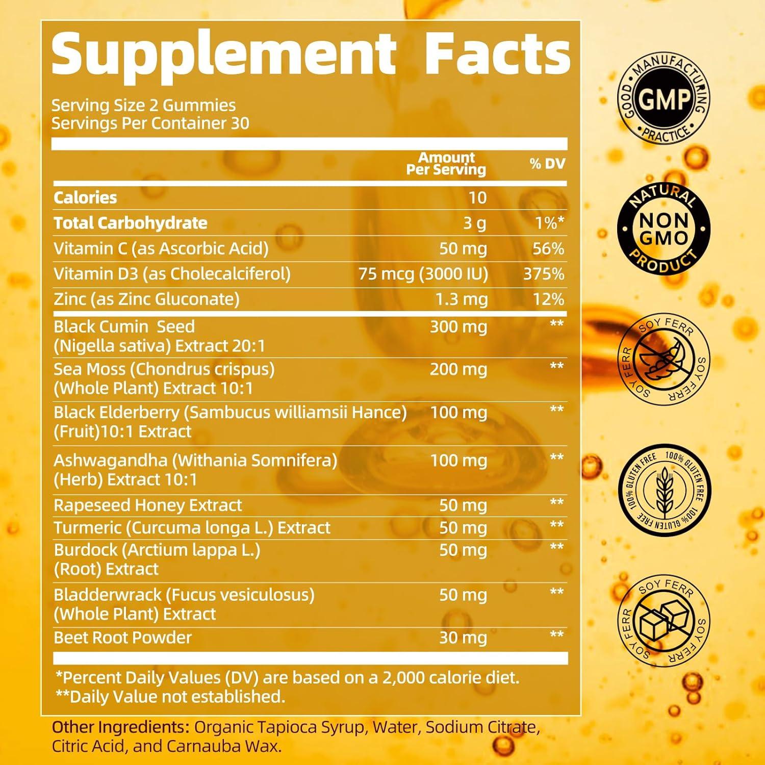 Gomitas de Aceite de Semilla Negra y Musgo Marino B BEWORTHS 60
