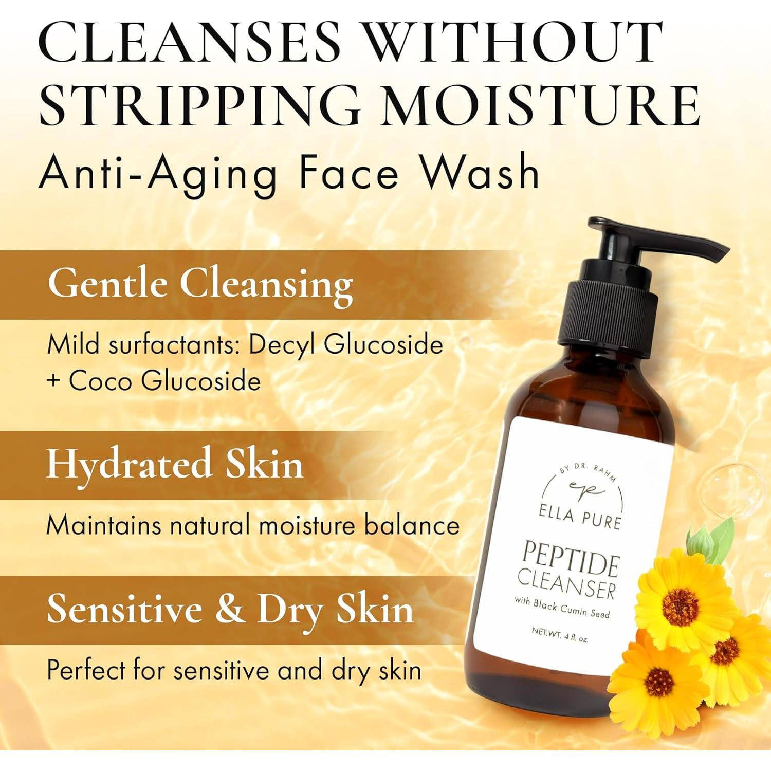 Limpiador Facial Anti Envejecimiento Ella Pure 230g - Péptidos y Botánicos