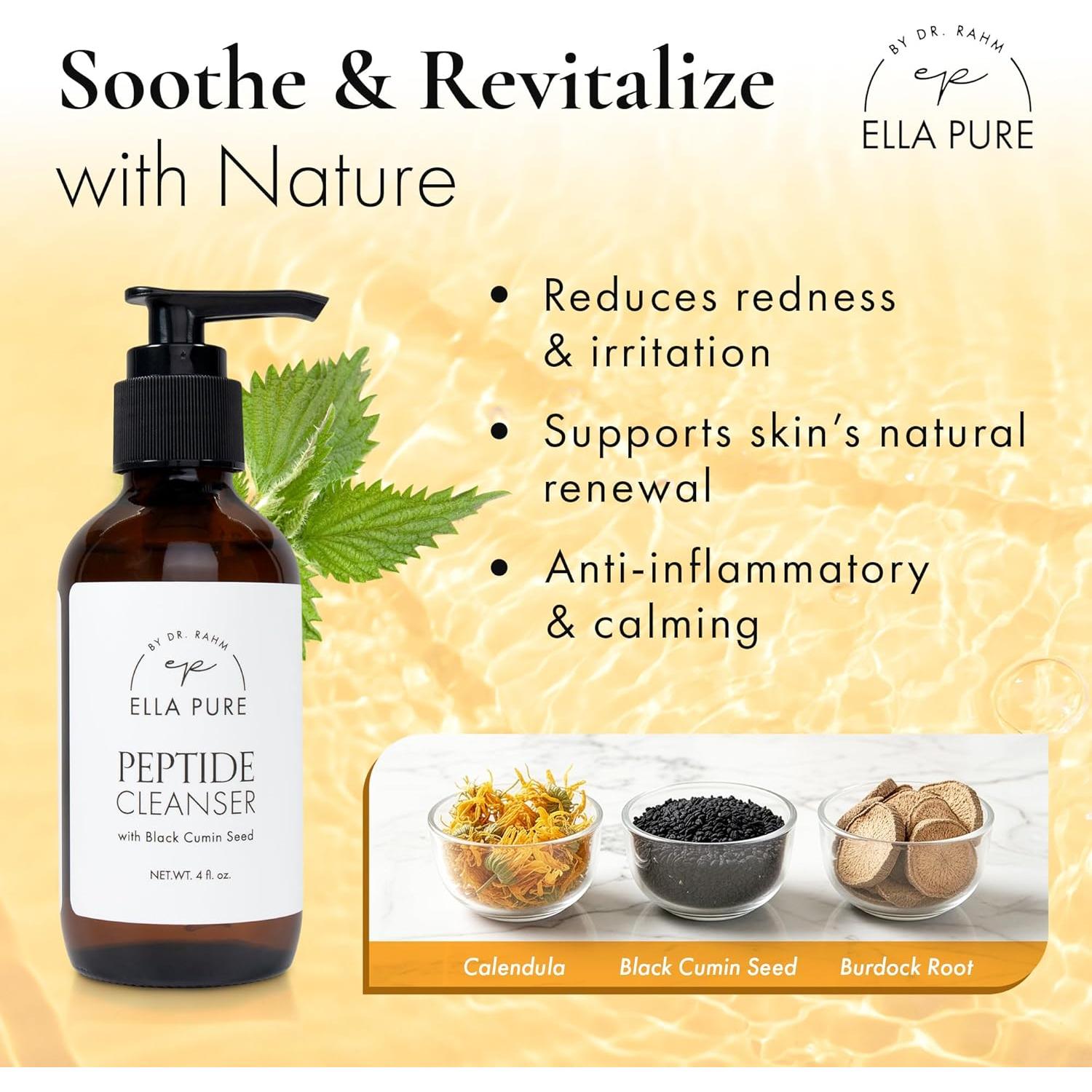 Limpiador Facial Anti Envejecimiento Ella Pure 230g - Péptidos y Botánicos