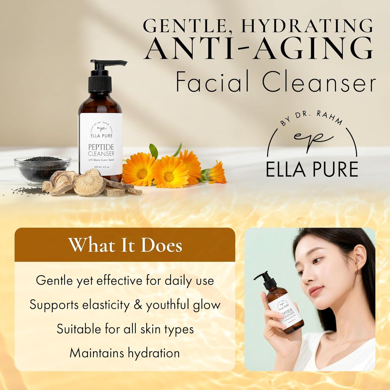 Limpiador Facial Anti Envejecimiento Ella Pure 230g - Péptidos y Botánicos