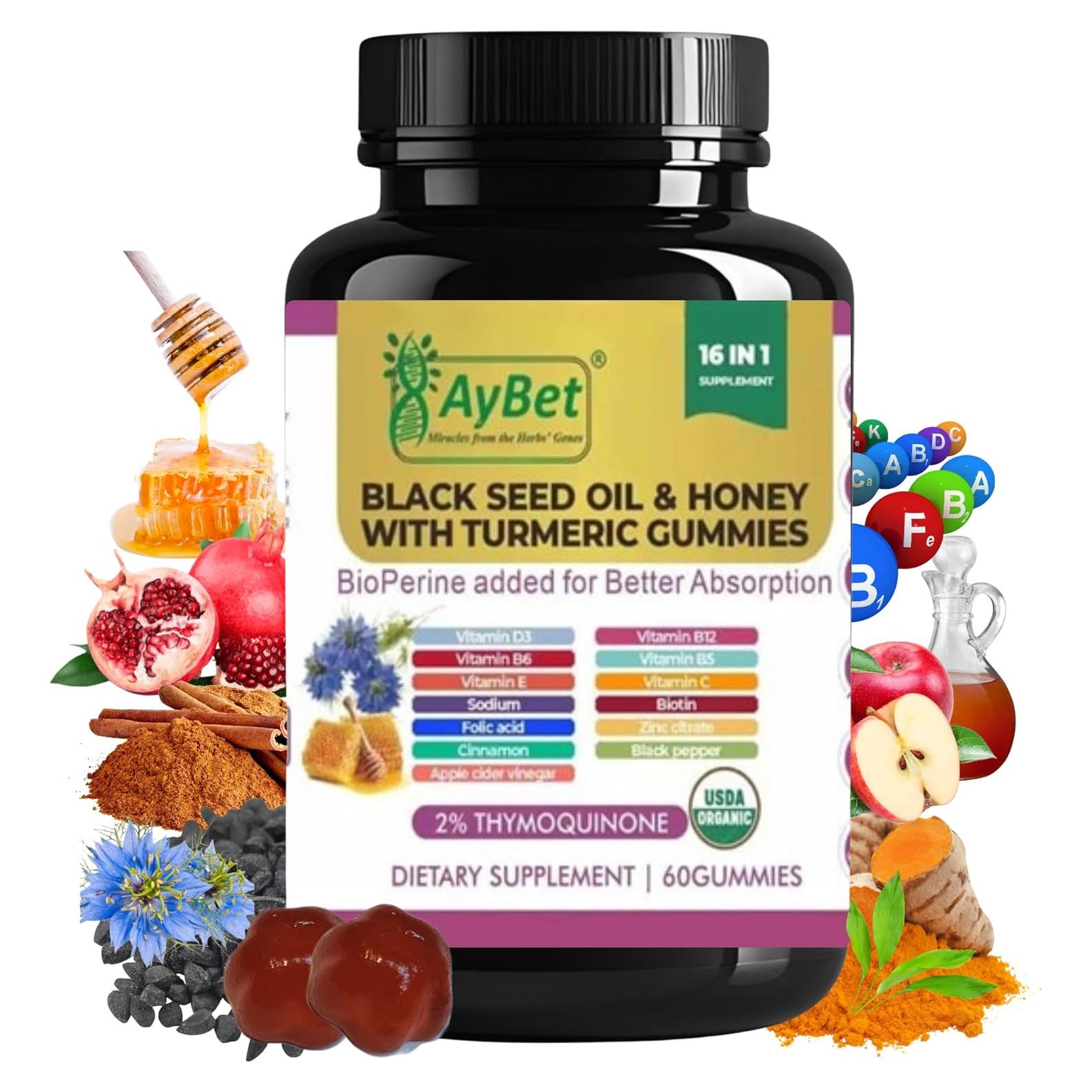 Gomas Veganas de Semilla Negra y Cúrcuma - 60 Unidades