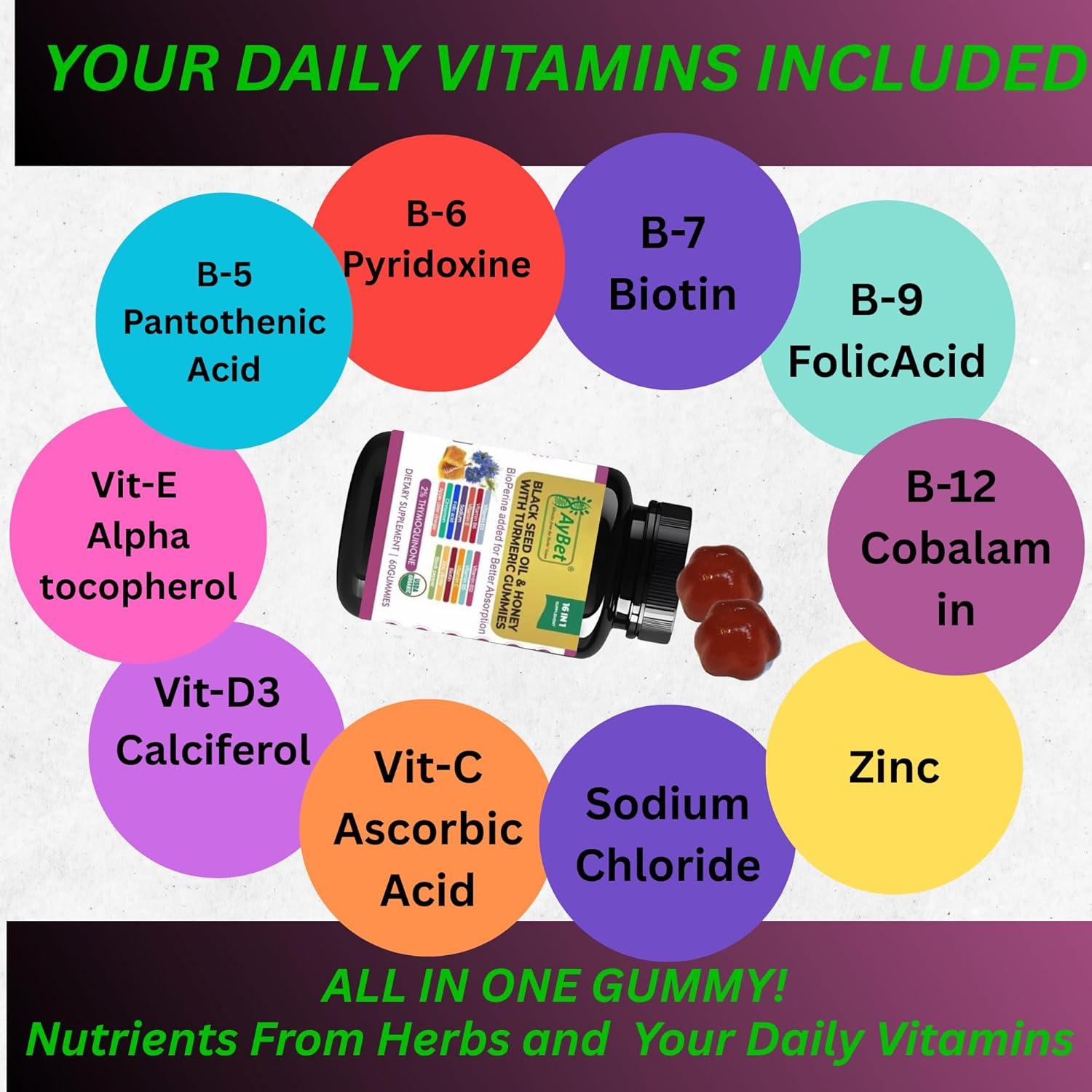 Gomas Veganas de Semilla Negra y Cúrcuma - 60 Unidades