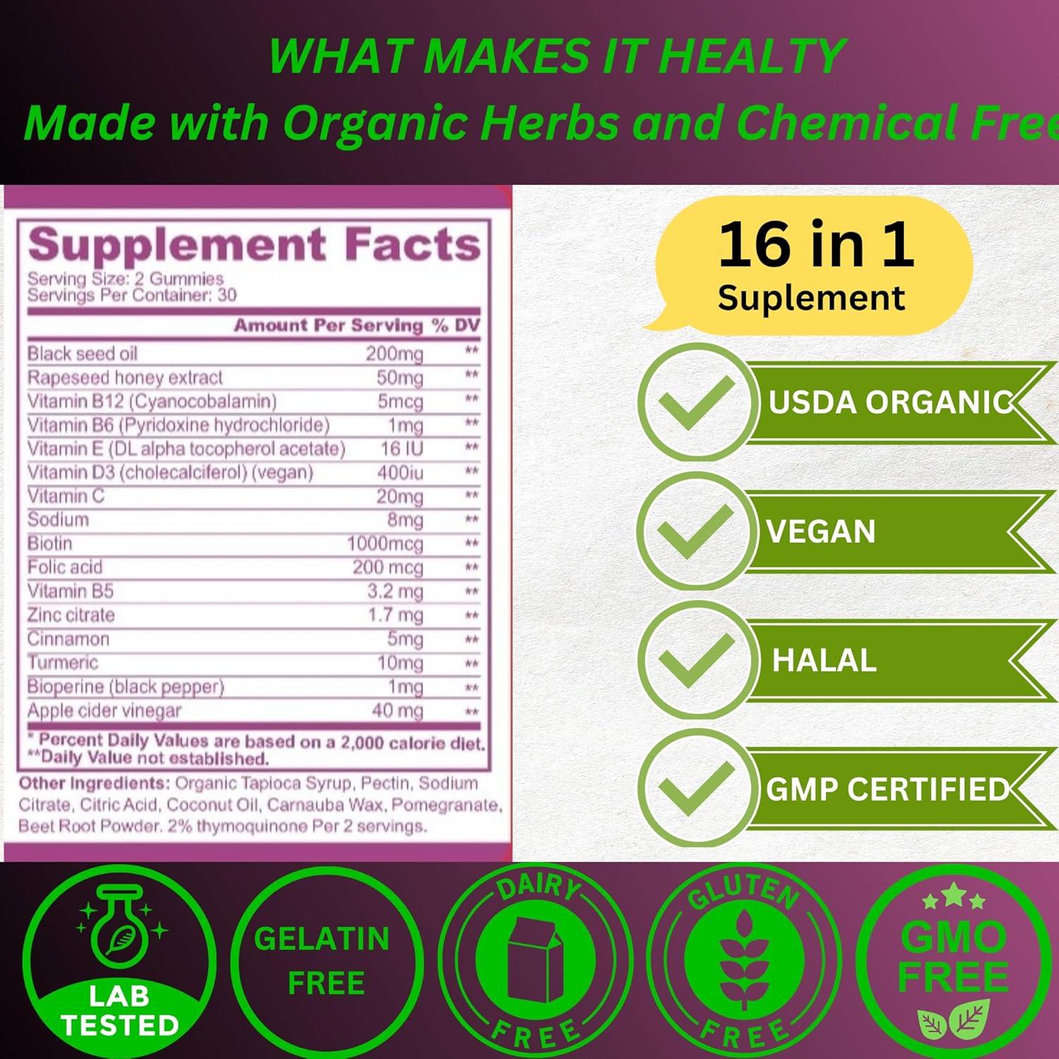 Gomas Veganas de Semilla Negra y Cúrcuma - 60 Unidades