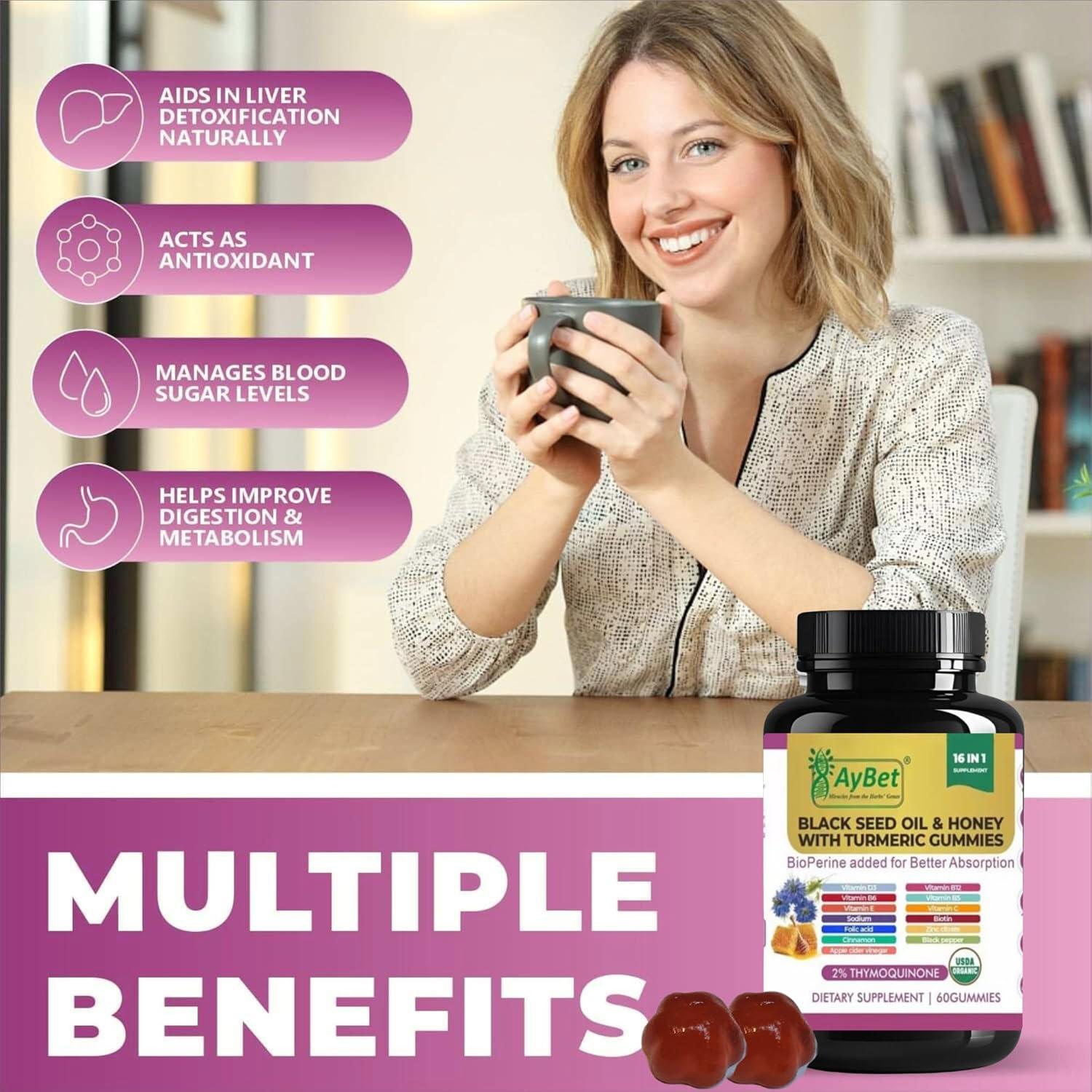 Gomas Veganas de Semilla Negra y Cúrcuma - 60 Unidades