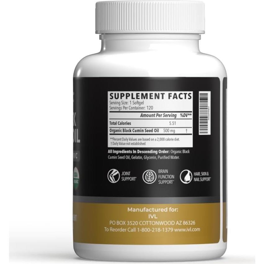 Cápsulas de Aceite de Semilla de Black Seed Orgánico 500 mg