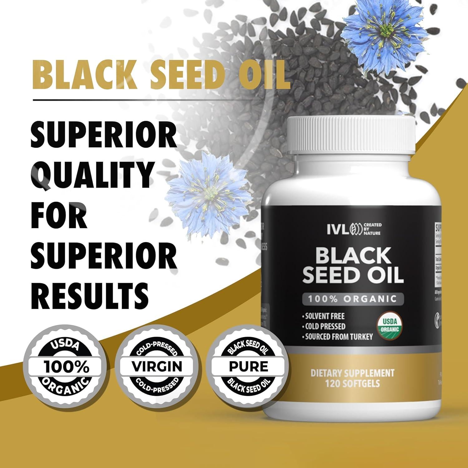 Cápsulas de Aceite de Semilla de Black Seed Orgánico 500 mg