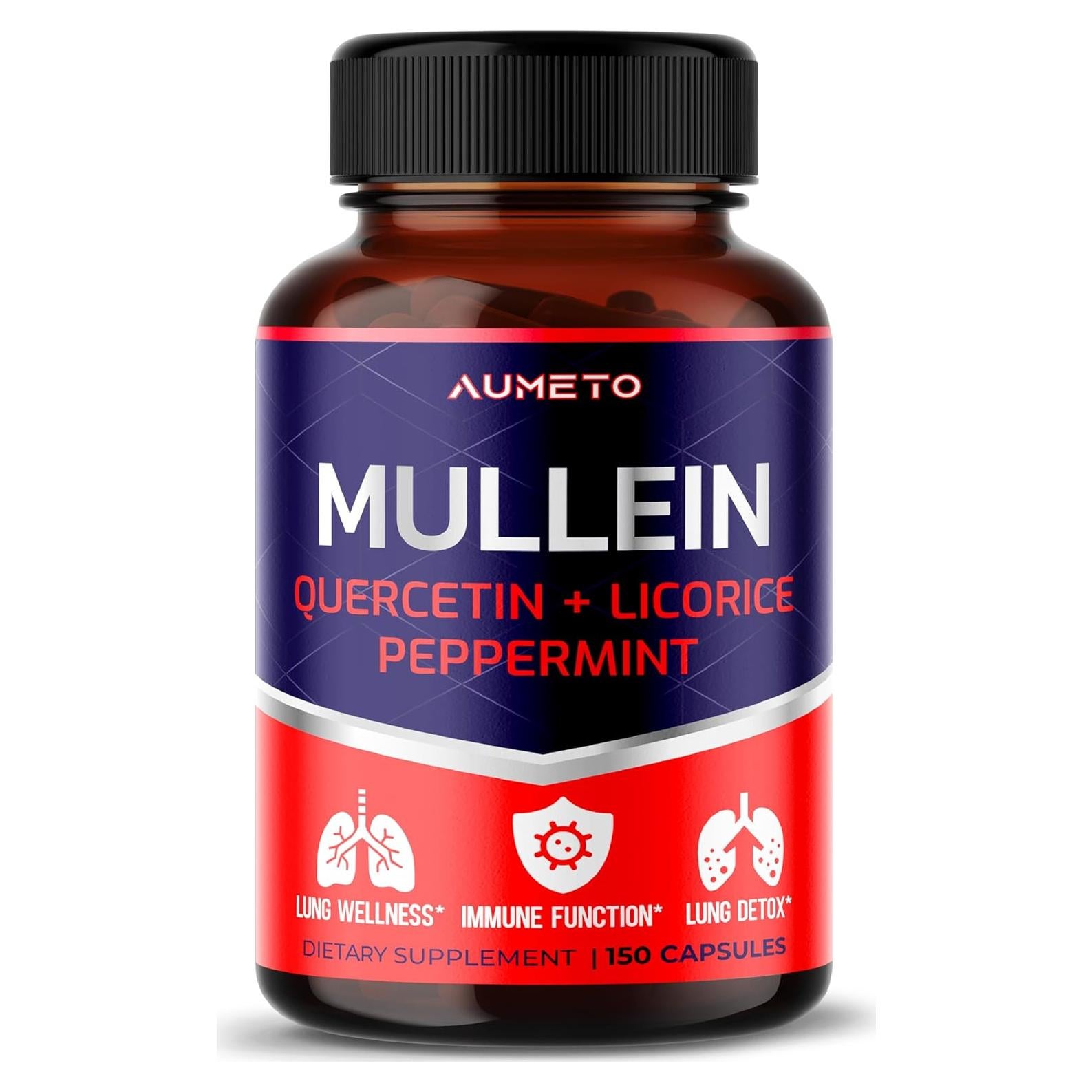 Suplemento Aumeto Mullein Quercetina Regaliz 150 Cápsulas